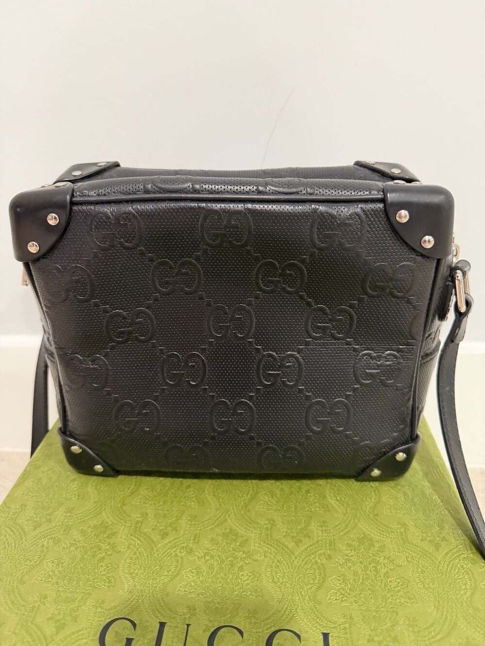 Gucci GG Embossed Box Crossbody Bag - Black Crossbody Bags,GUC1302249